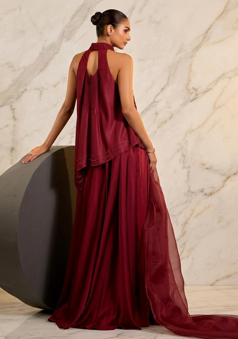 Red Handwork Fusion Set - Indya