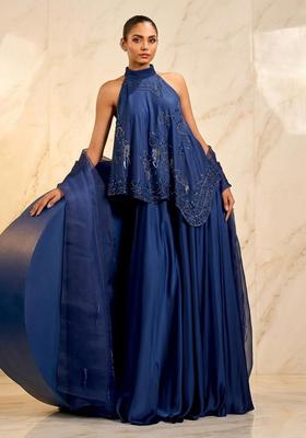 Navy Blue Handwork Fusion Set