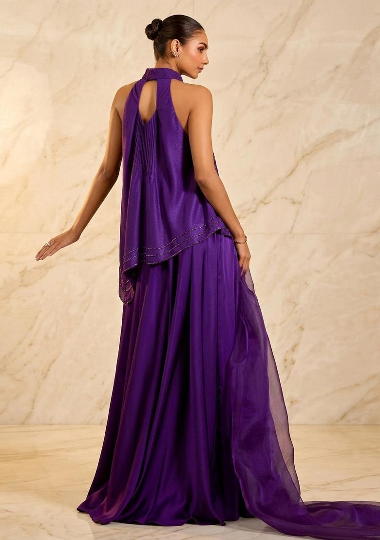 Purple Handwork Fusion Set - Indya