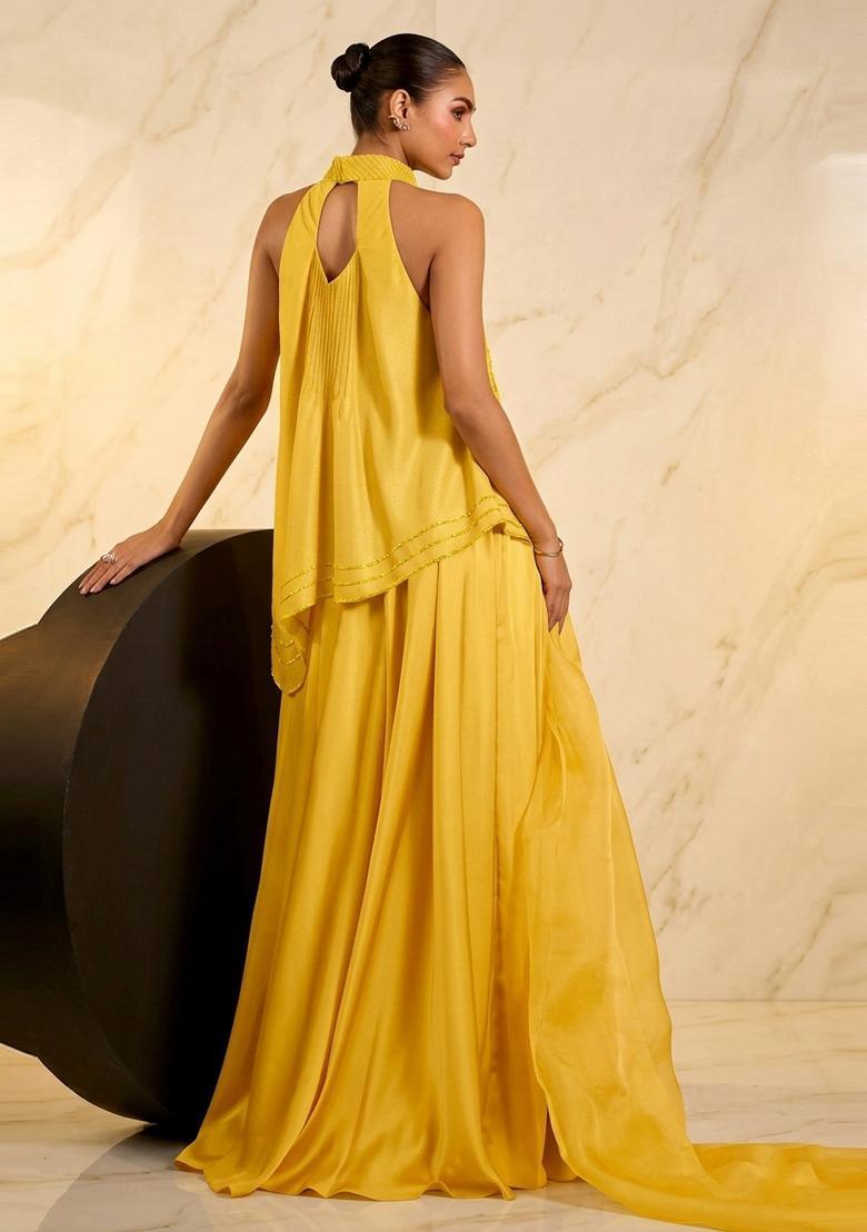 Yellow Handwork Fusion Set - Indya
