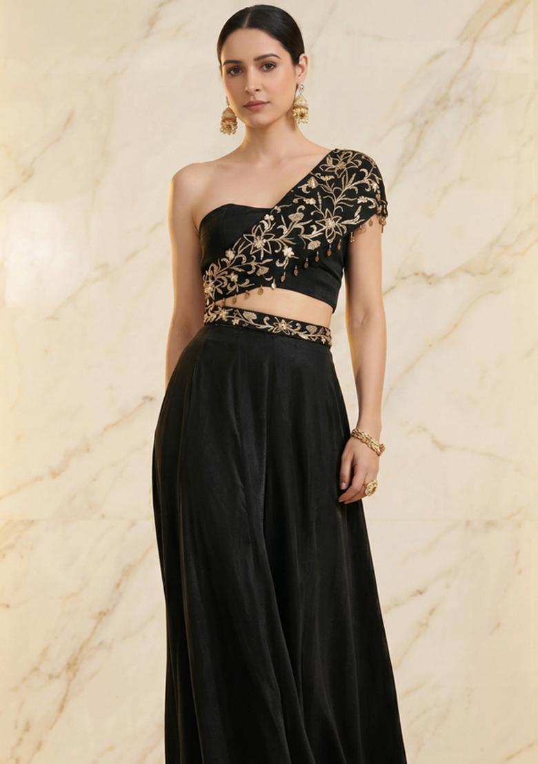 Jet Black Handwork Fusion Set - Indya