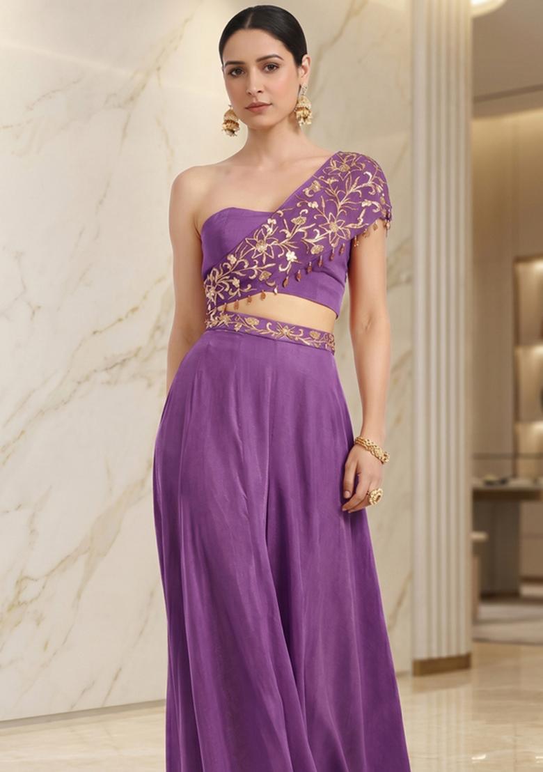 Purple Handwork Fusion Set - Indya