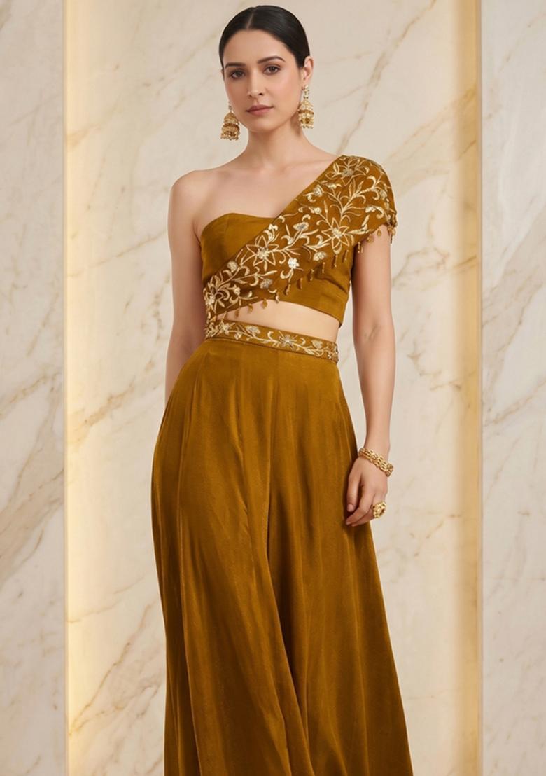 Mustard Handwork Fusion Set - Indya