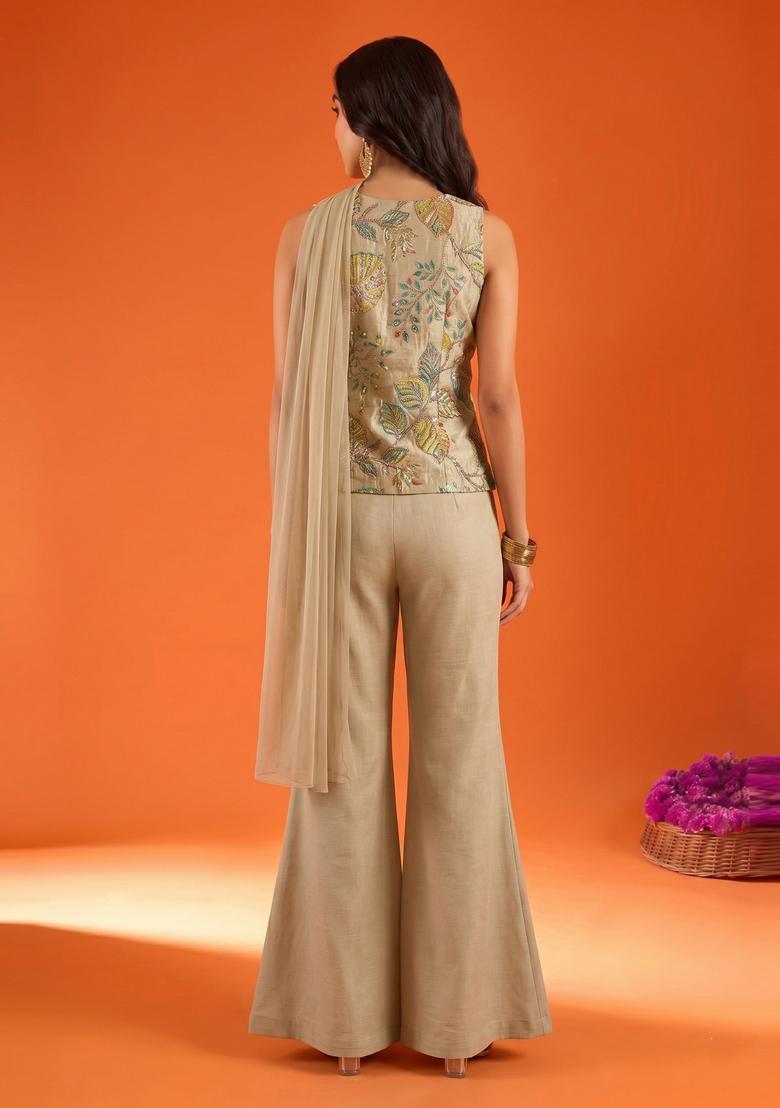 Beige Solid Tissue Fusion Set - Indya