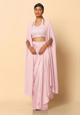 Light Pink Sequin Net Fusion Set