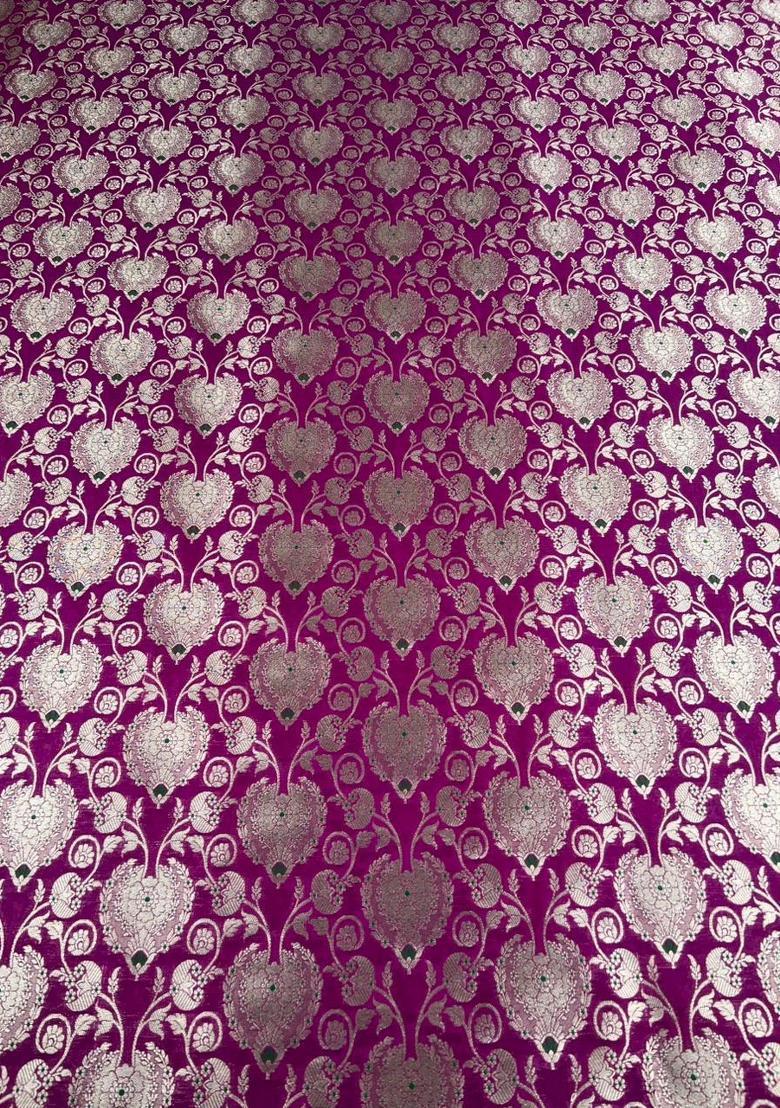 Magenta Embroidered Silk Blend Fusion Set - Indya