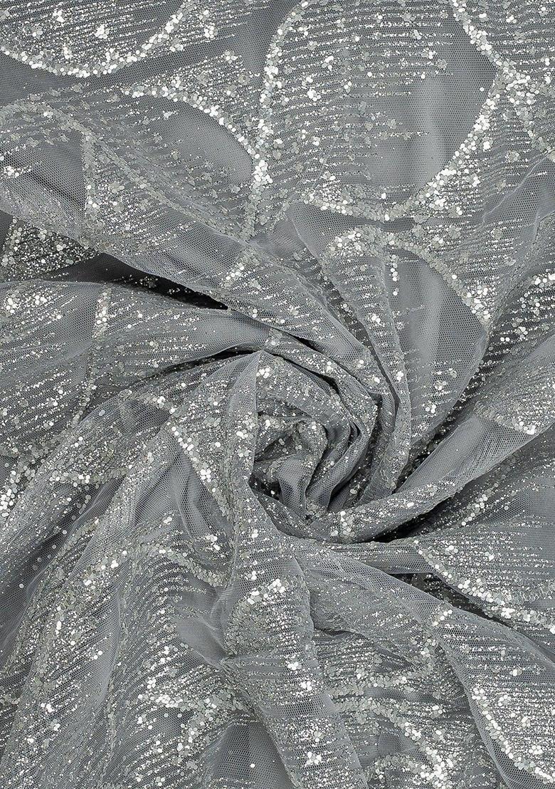 Grey Sequin Silk Blend Lehenga Set - Indya