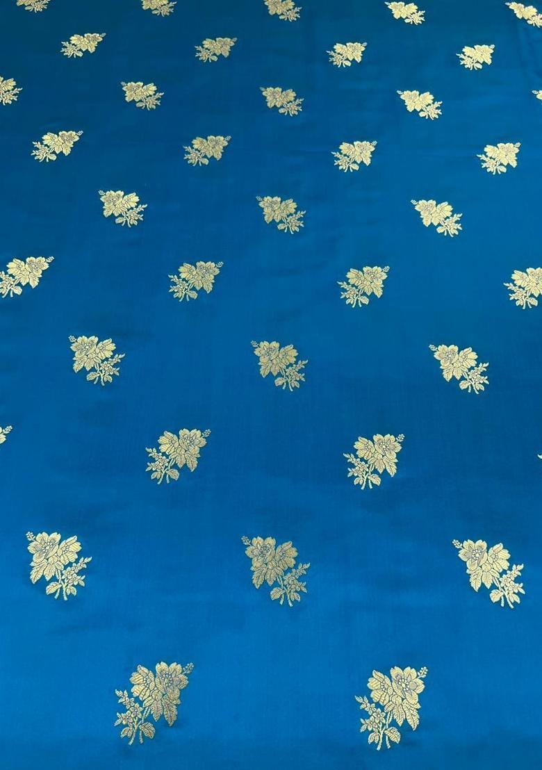 Teal Blue Embroidered Silk Blend Lehenga Set - Indya
