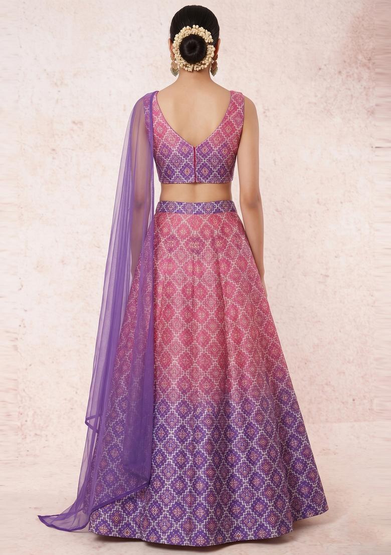 Multicolor Printed Silk Blend Lehenga Set - Indya