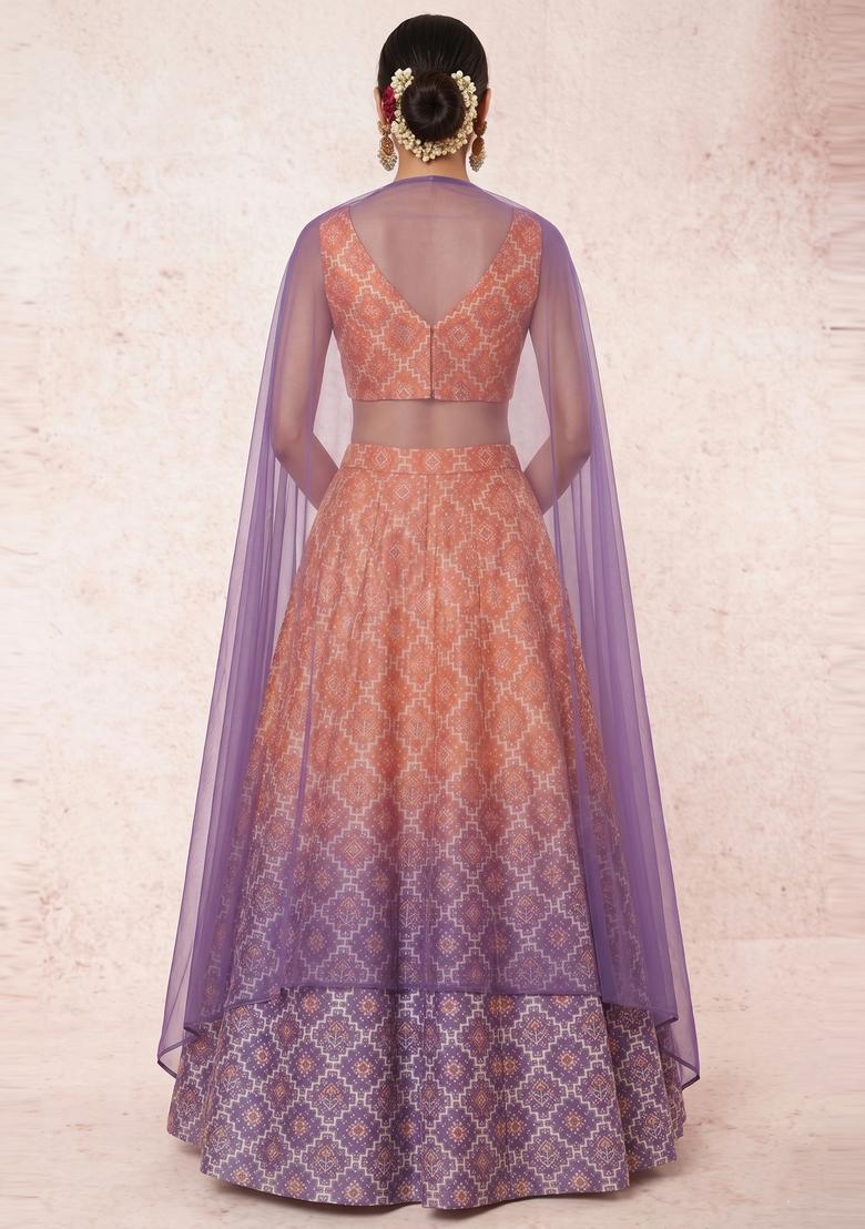 Multicolor Printed Silk Blend Lehenga Set - Indya