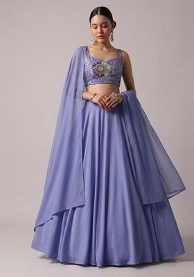 Lavender Embroidered Organza Lehenga Set