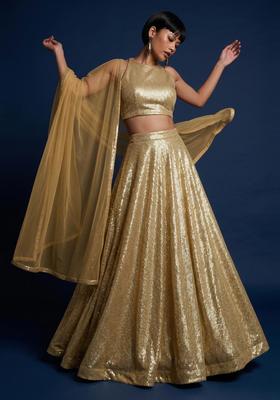 Gold Embroidered Lehenga Set