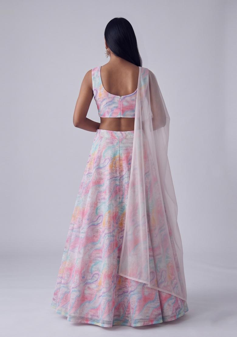 Pink Printed Lehenga Set - Indya
