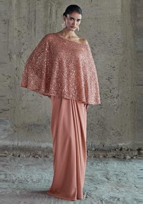 Brown Sequin Net Fusion Set