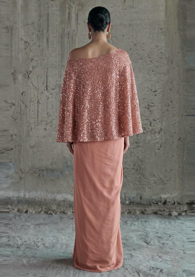 Brown Sequin Net Fusion Set - Indya
