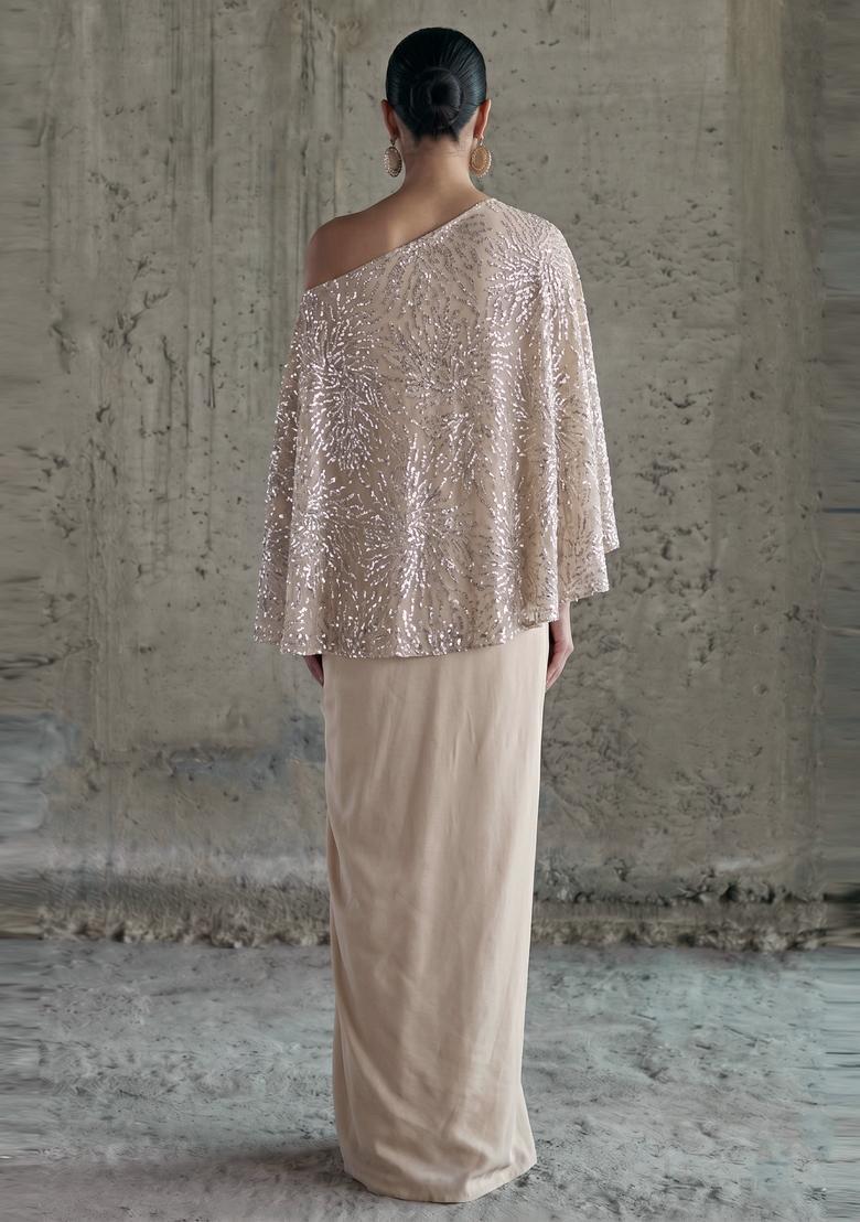 Grey Sequin Net Fusion Set - Indya