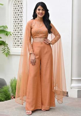 Copper Embroidered Organza Fusion Set
