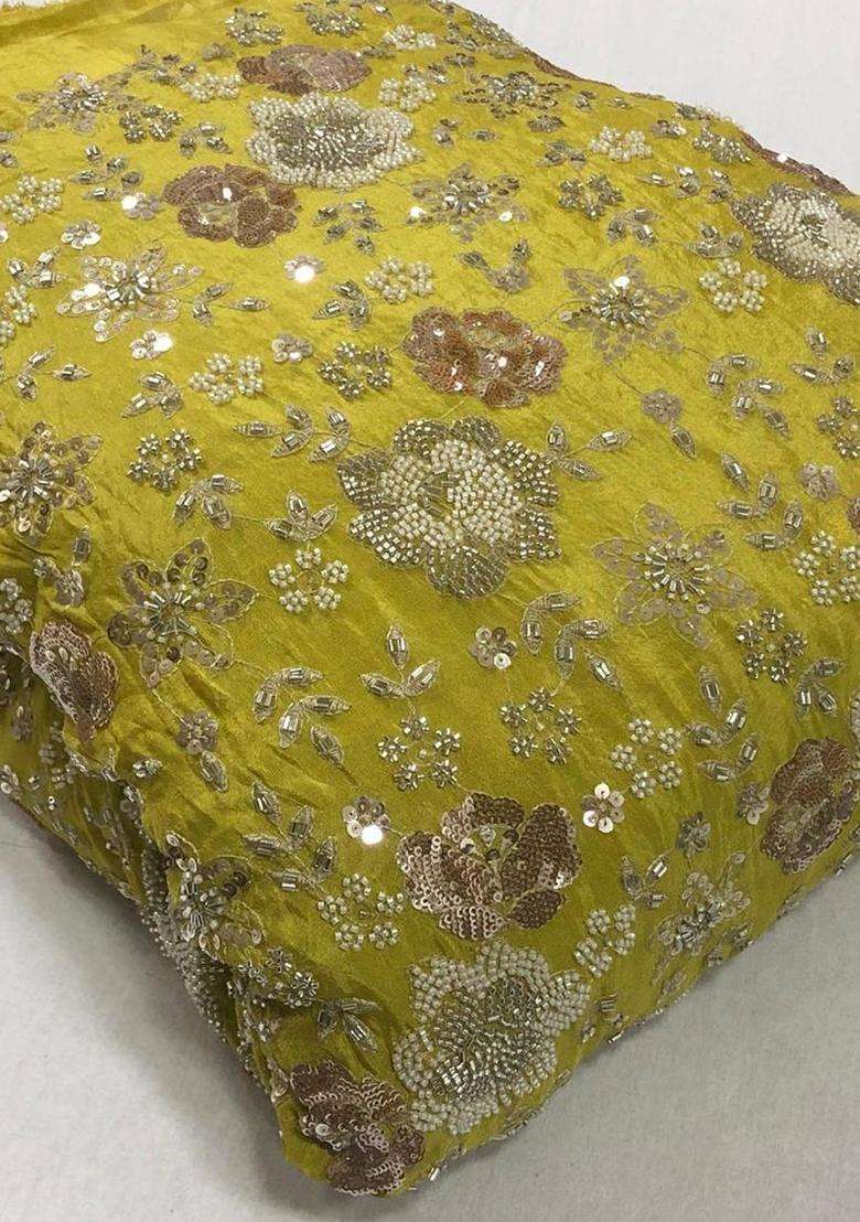 Mustard Yellow Embroidered Georgette Fusion Set - Indya