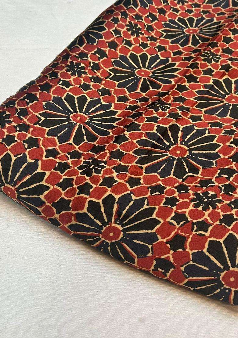 Red Printed Satin Fusion Set - Indya