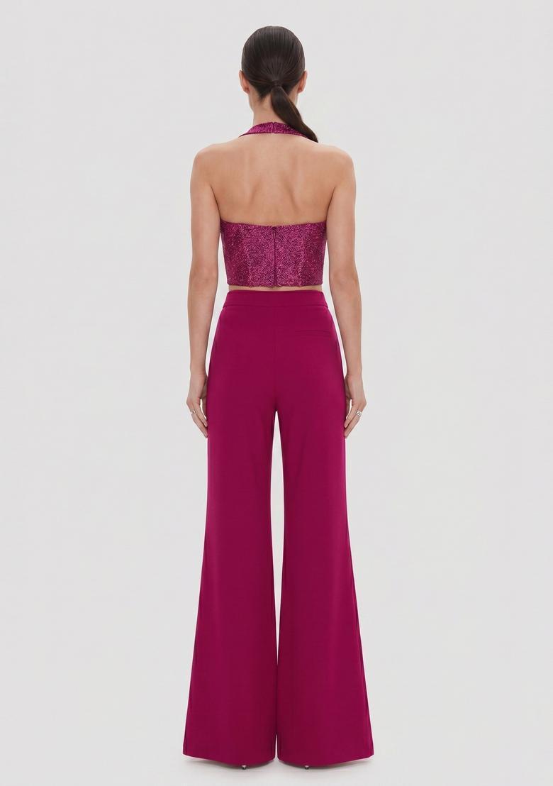 Magenta Sequin Georgette Fusion Set - Indya