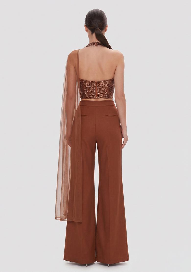 Brown Sequin Georgette Fusion Set - Indya