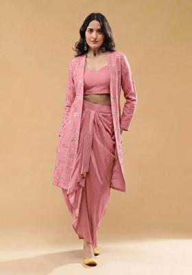 Pink Sequin Silk Blend Fusion Set