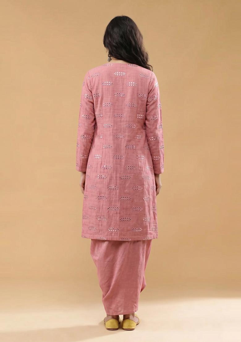 Pink Sequin Silk Blend Fusion Set - Indya