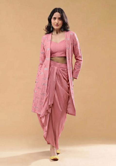 Pink Sequin Silk Blend Fusion Set
