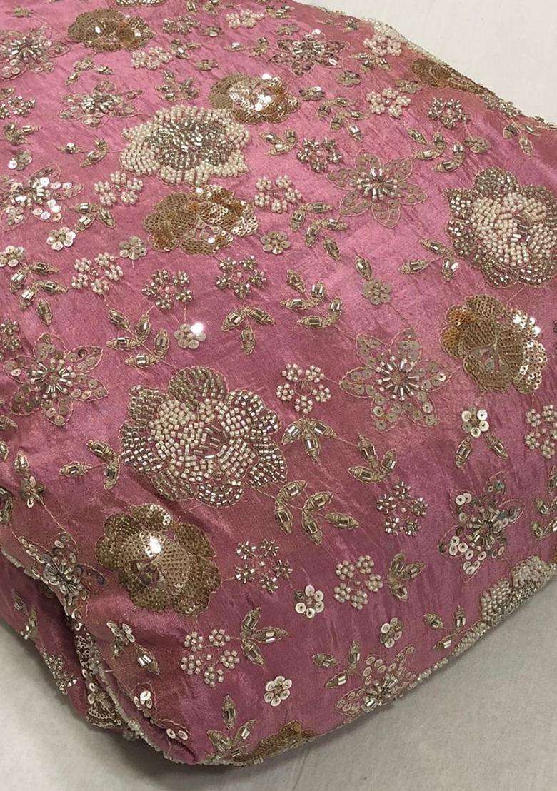 Peach Embroidered Georgette Fusion Set - Indya