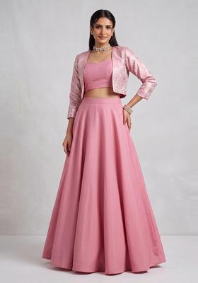 Pink Silk Blend Lehenga Set