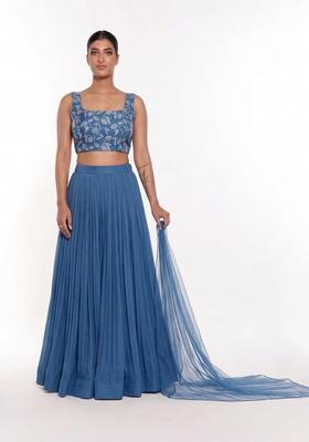 Blue Printed Lehenga Set