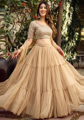 Beige Mirror Lehenga Set