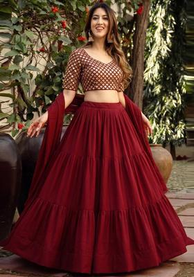 Maroon Mirror Lehenga Set