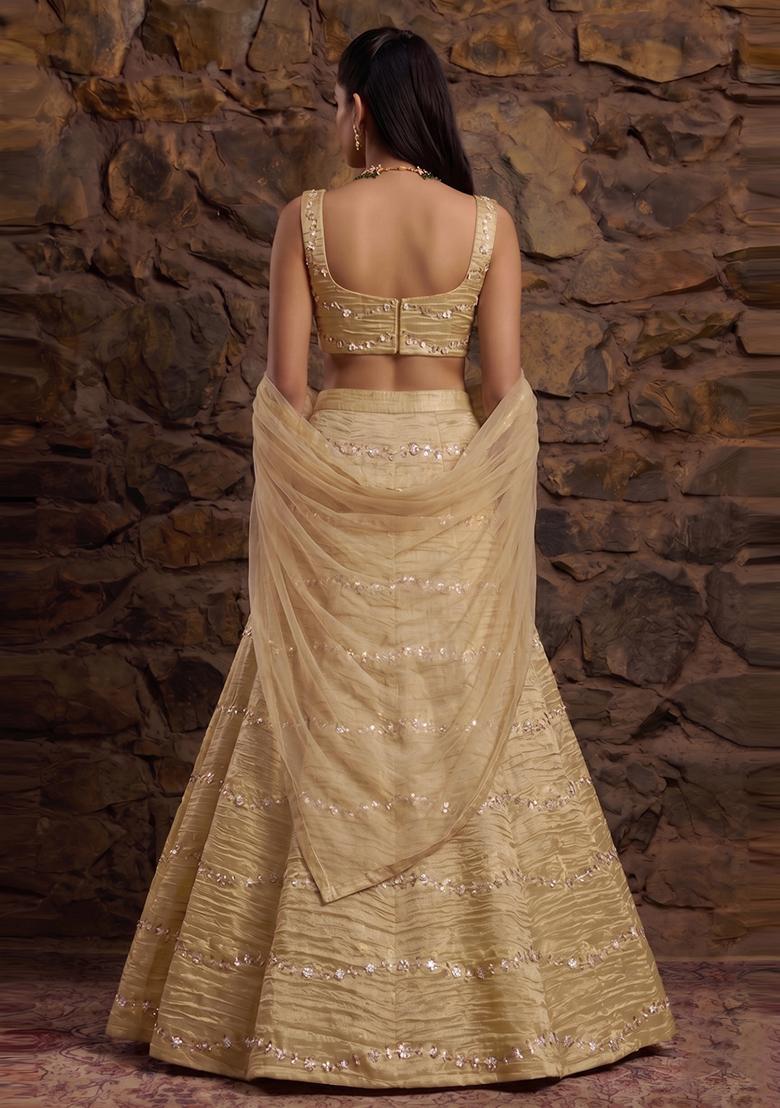 Golden Embellished Lehenga Set - Indya