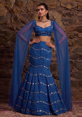 Navy Blue Embellished Lehenga Set
