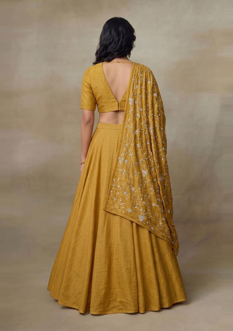 Mustard Solid Lehenga Set - Indya