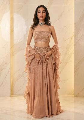 Beige Embroidered Handwork Lehenga Set