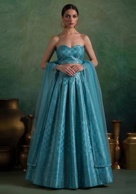 Light Blue Brocade Lehenga Set