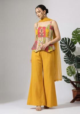 Cream Printed Chinon Fusion Set