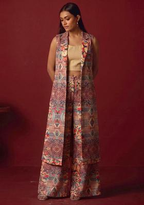 Multi Abstract Print Silk Blend Fusion Set