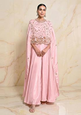 Pastel Pink Embroidered Handwork Fusion Set