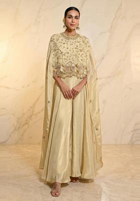 Champagne Gold Embroidered Handwork Fusion Set
