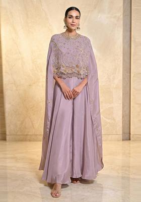 Lavender Embroidered Handwork Fusion Set