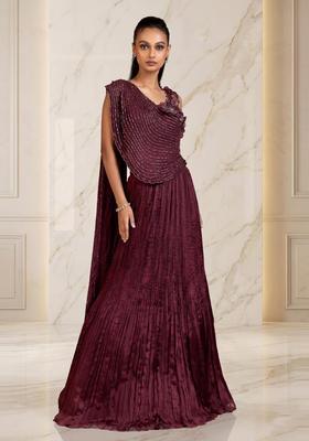 Deep Wine Embroidered Handwork Lehenga Set