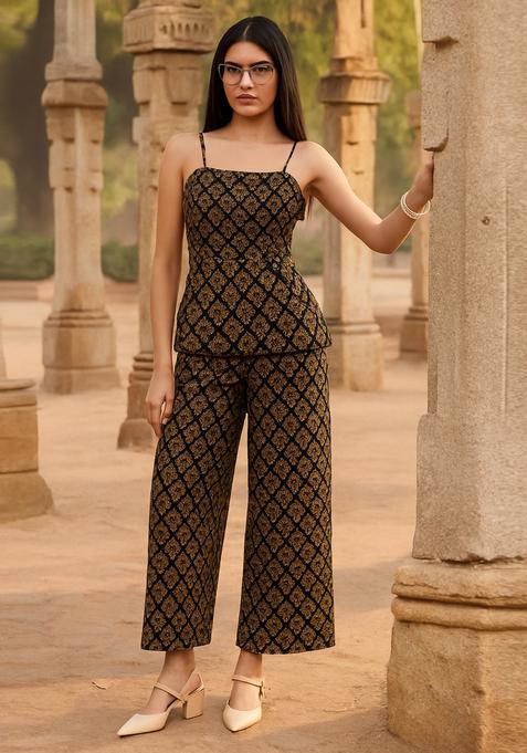 Black Brocade Co-Ord Set