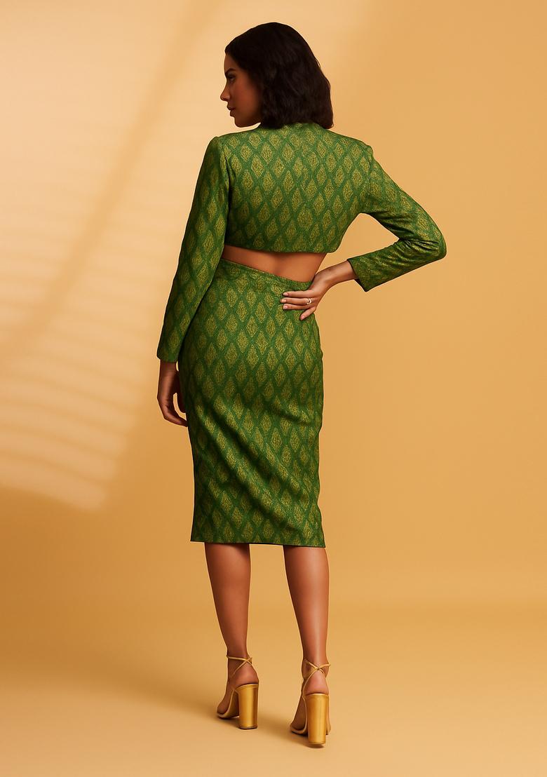 Light Green Jacquard  Co-Ord Set - Indya