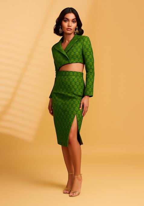 Light Green Jacquard  Co-Ord Set