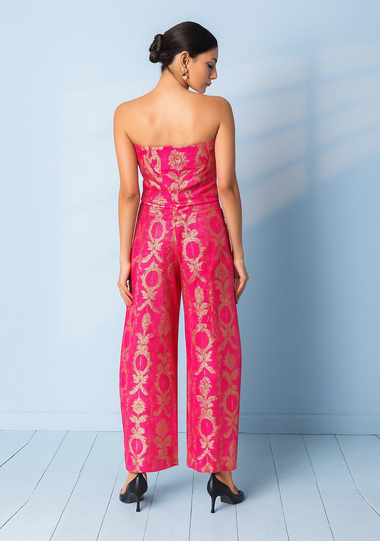 Pink Jacquard  Co-Ord Set - Indya