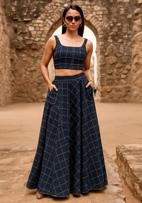 Blue Patchwork Denim Co-Ord Set