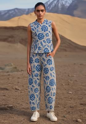 Dark Blue Crochet Denim Co-Ord Set